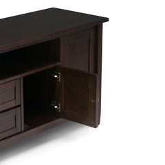 Warm Shaker 72 inch Wide Solid Wood TV Stand in Tobacco Brown For TVs up to 80 inches