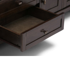 Warm Shaker 72 inch Wide Solid Wood TV Stand in Tobacco Brown For TVs up to 80 inches