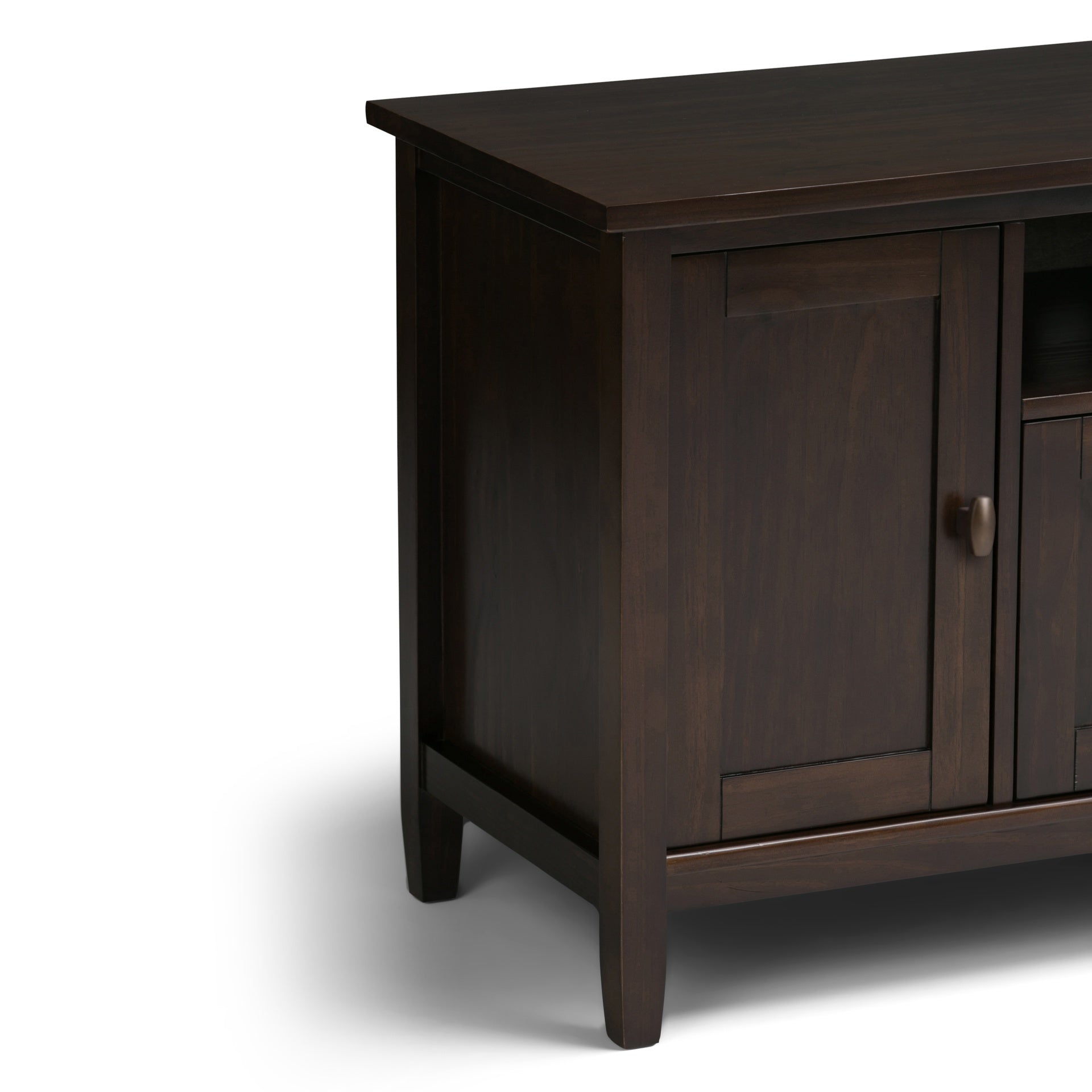 Warm Shaker 72 inch Wide Solid Wood TV Stand in Tobacco Brown For TVs up to 80 inches