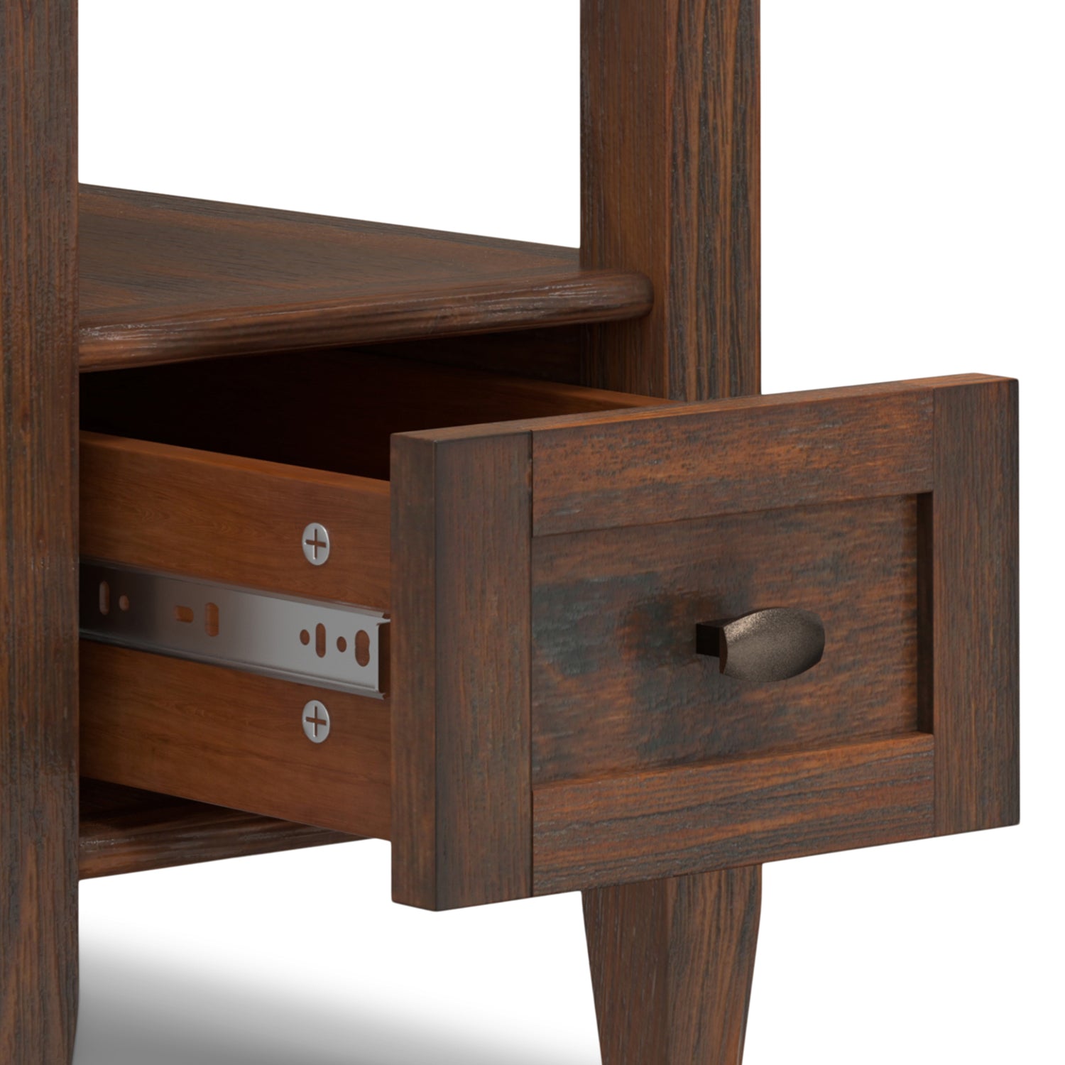 Warm Shaker Solid Wood 14 inch Wide Transitional Narrow Side Table in Distressed Charcoal Brown