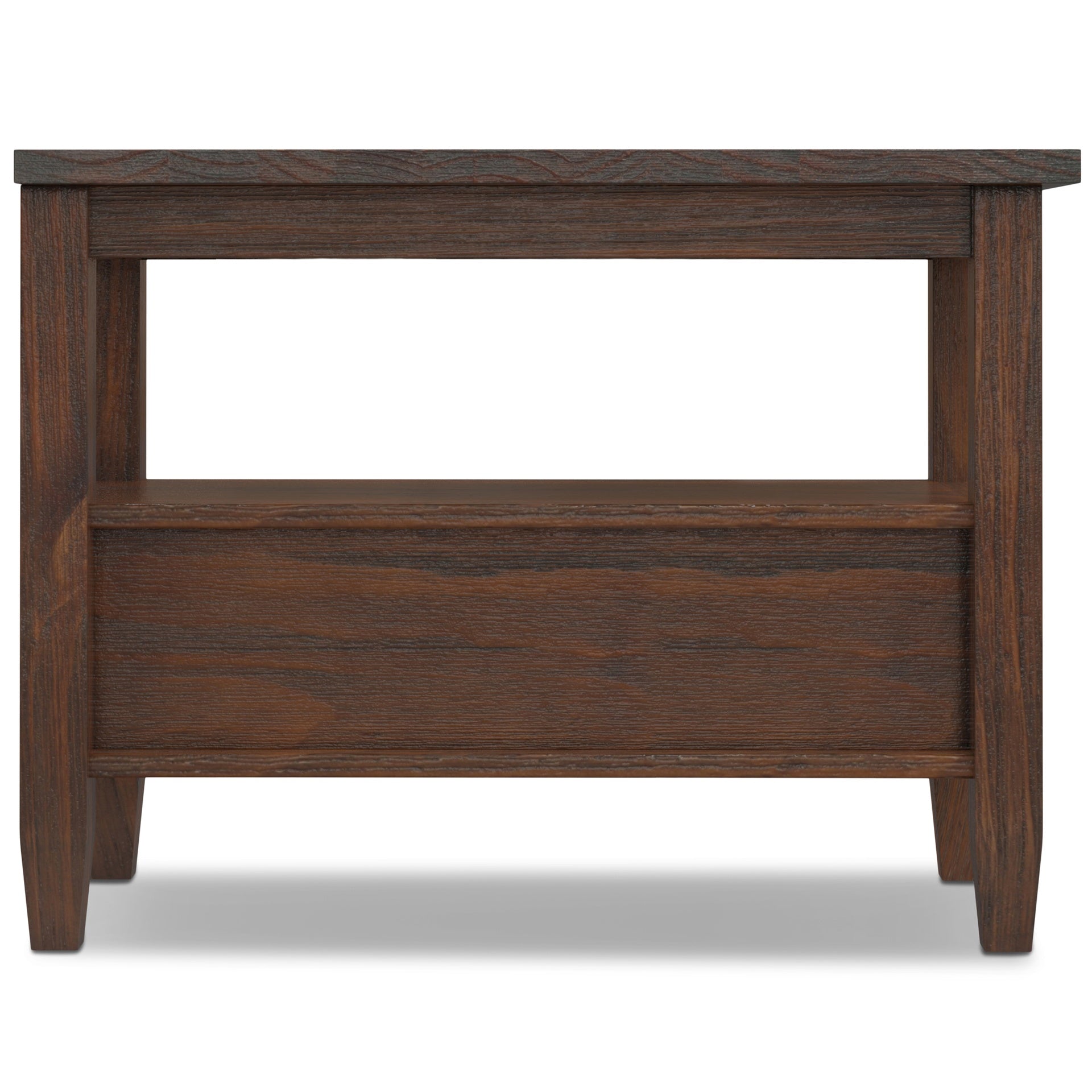 Warm Shaker Solid Wood 14 inch Wide Transitional Narrow Side Table in Distressed Charcoal Brown