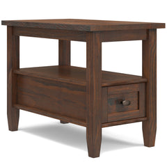 Warm Shaker Solid Wood 14 inch Wide Transitional Narrow Side Table in Distressed Charcoal Brown