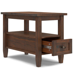 Warm Shaker Solid Wood 14 inch Wide Transitional Narrow Side Table in Distressed Charcoal Brown