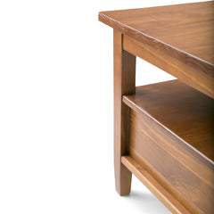 Warm Shaker Solid Wood 48 inch Wide Transitional Coffee Table in Light Golden Brown