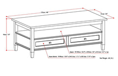 Warm Shaker Solid Wood 48 inch Wide Transitional Coffee Table in Light Golden Brown