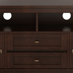 Warm Shaker 72 inch Wide Solid Wood TV Stand in Russet Brown For TVs up to 80 inches