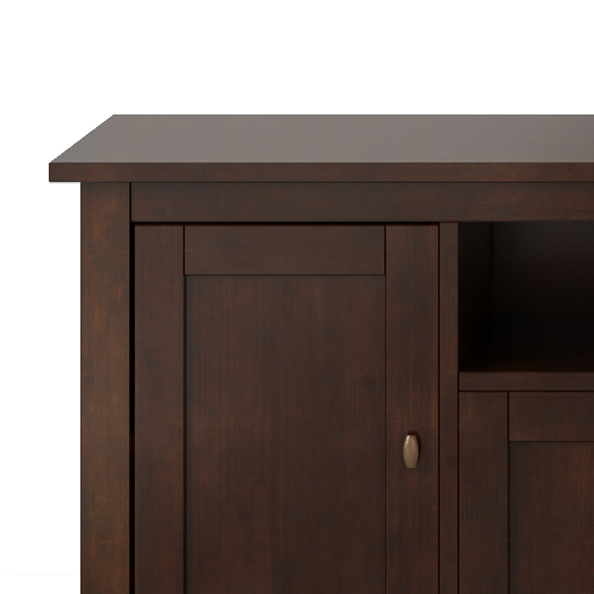 Warm Shaker 72 inch Wide Solid Wood TV Stand in Russet Brown For TVs up to 80 inches