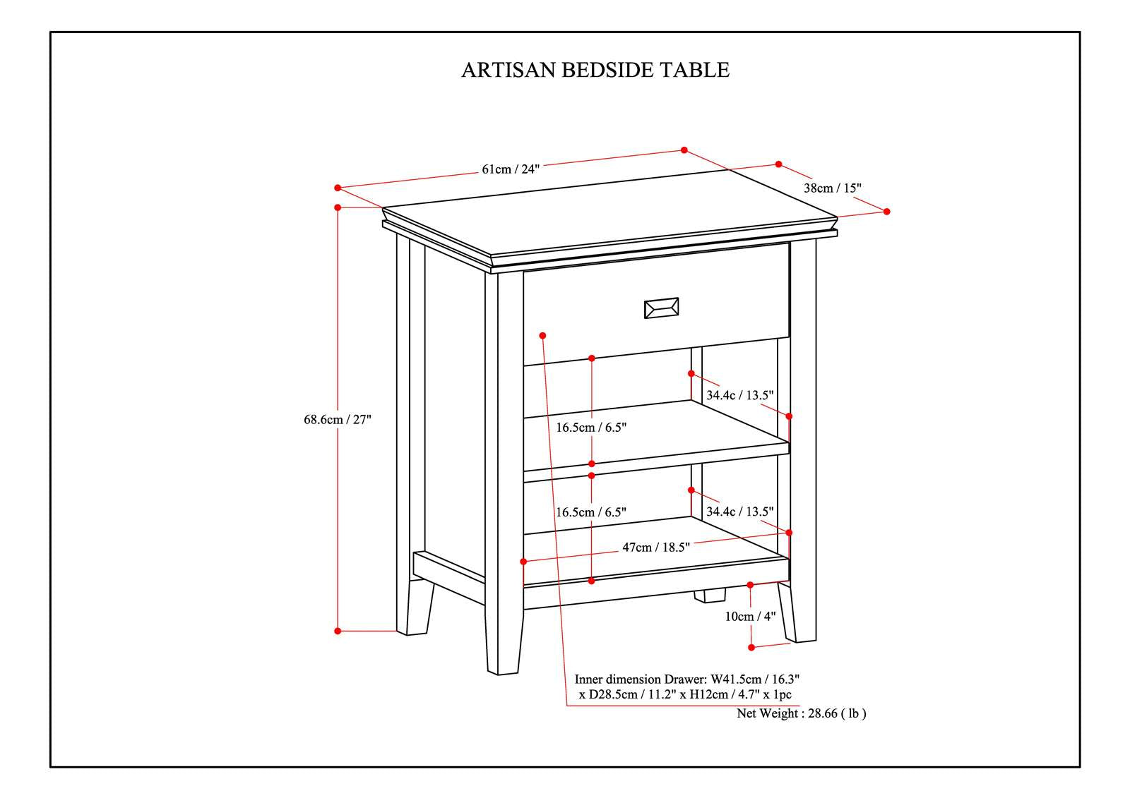 Artisan - Bedside Table - Warm Walnut Brown