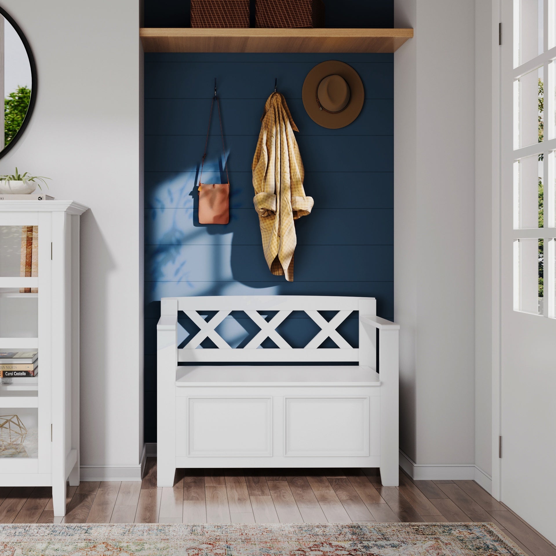 Amherst Solid Wood 36 inch Wide Transitional Entryway Storage Bench in White