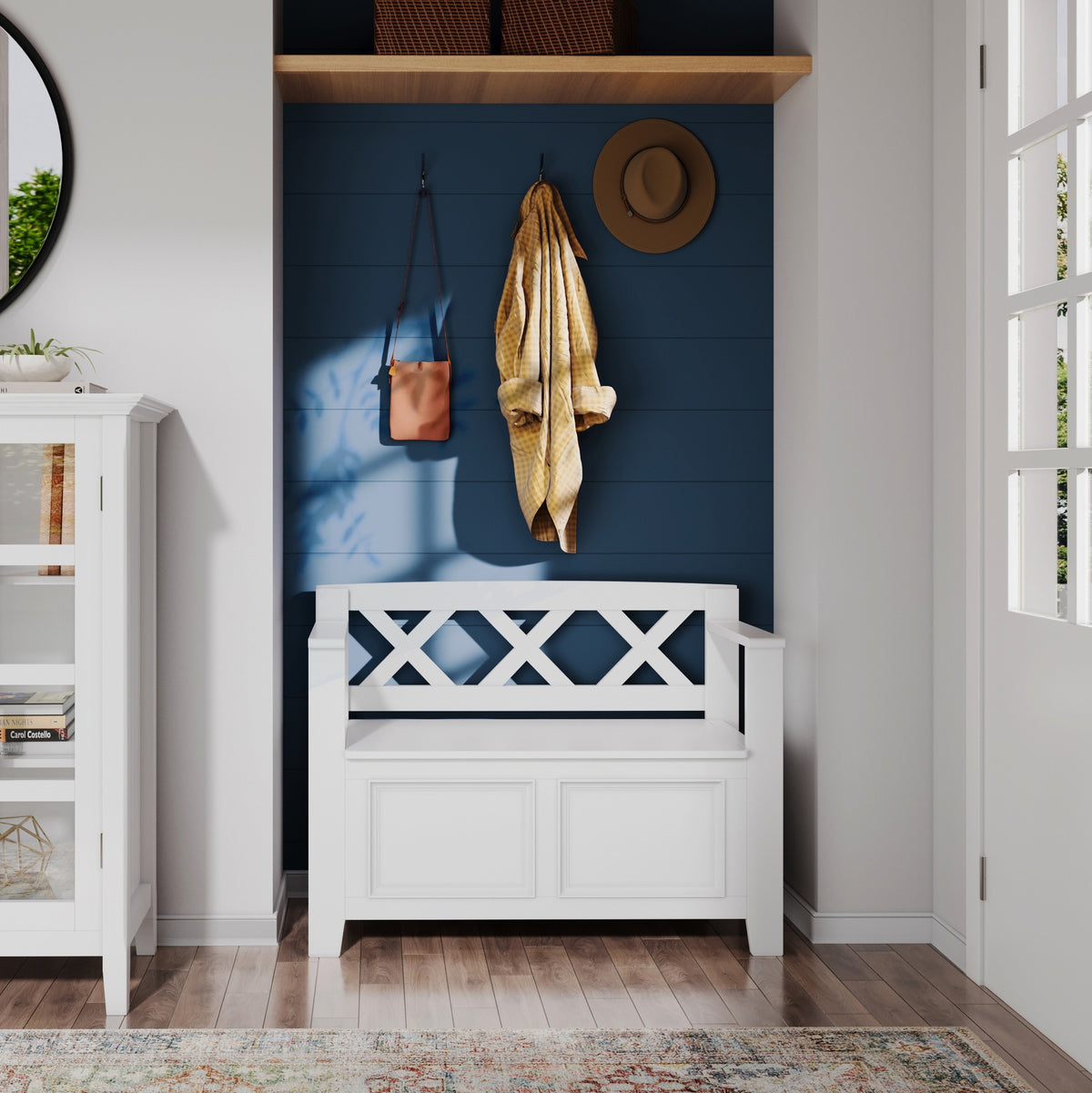 Amherst Solid Wood 36 inch Wide Transitional Entryway Storage Bench in White