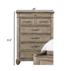 Transitional Style 1pc Chest Knob And Metal Handles 7-Drawers Bun Feet Ball Bearing Glides Aged Oak Finish Bedroom Furniture