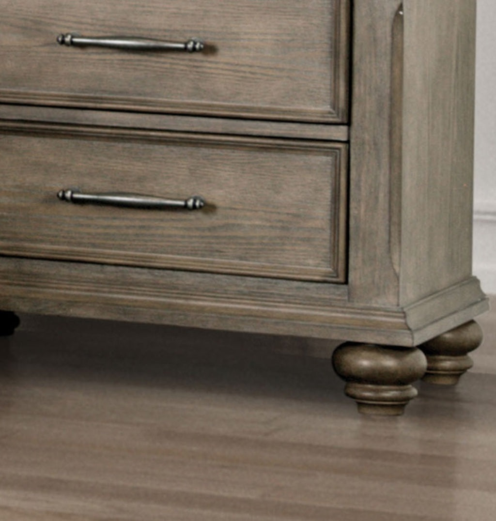 Transitional Style 1pc Chest Knob And Metal Handles 7-Drawers Bun Feet Ball Bearing Glides Aged Oak Finish Bedroom Furniture