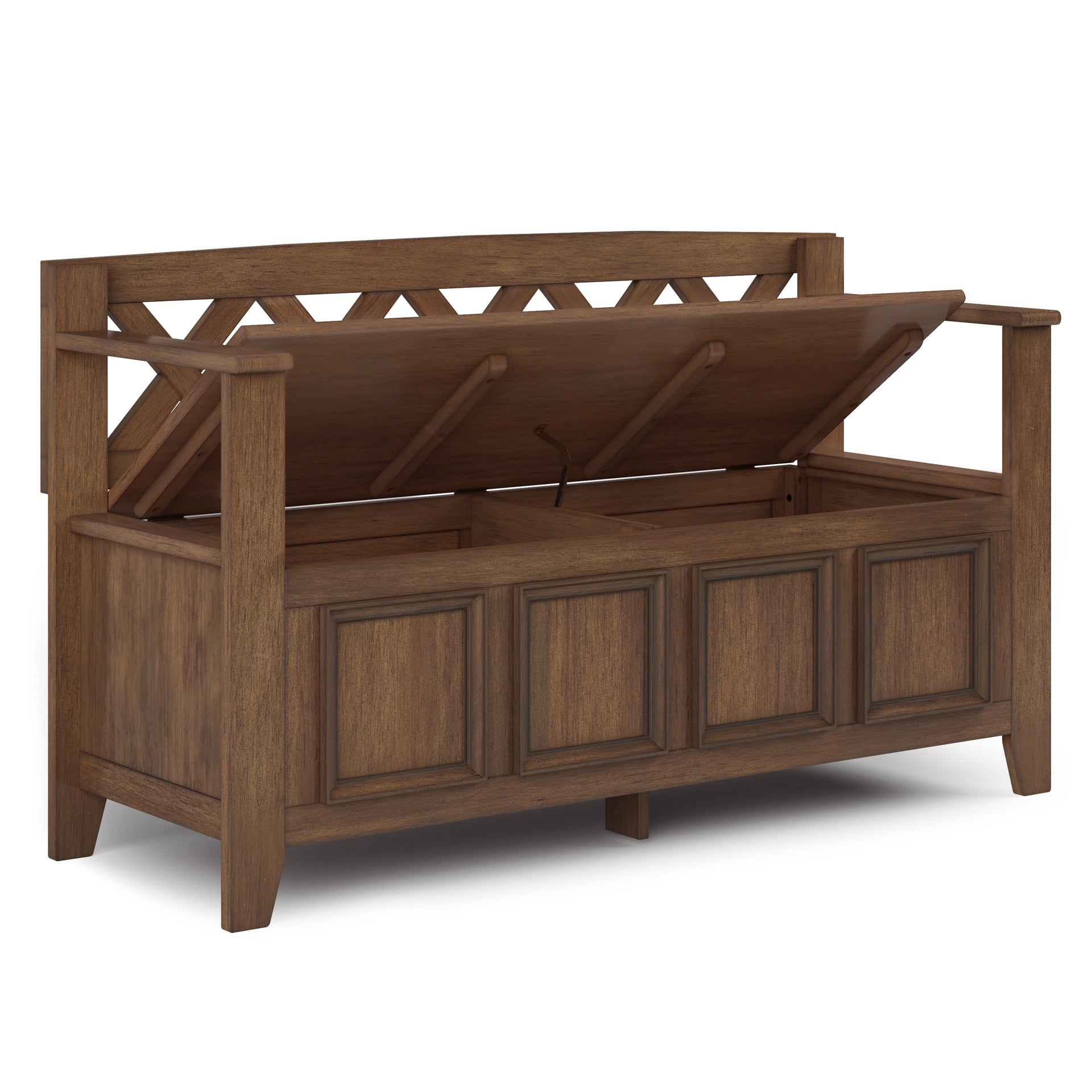 Amherst Solid Wood Entryway Storage Bench in Rustic Natural Aged Brown