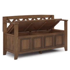 Amherst Solid Wood Entryway Storage Bench in Rustic Natural Aged Brown