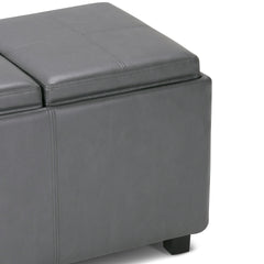 Avalon 42 inch Wide Storage Ottoman in Stone Grey Vegan Leather