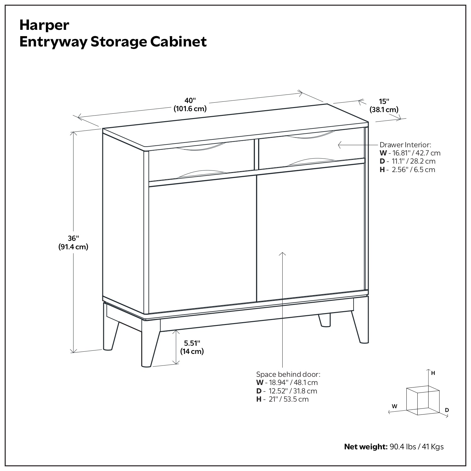 Harper 40 inch Wide Solid Wood Entryway Storage Cabinet in Walnut Brown