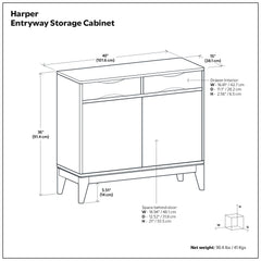 Harper 40 inch Wide Solid Wood Entryway Storage Cabinet in Walnut Brown