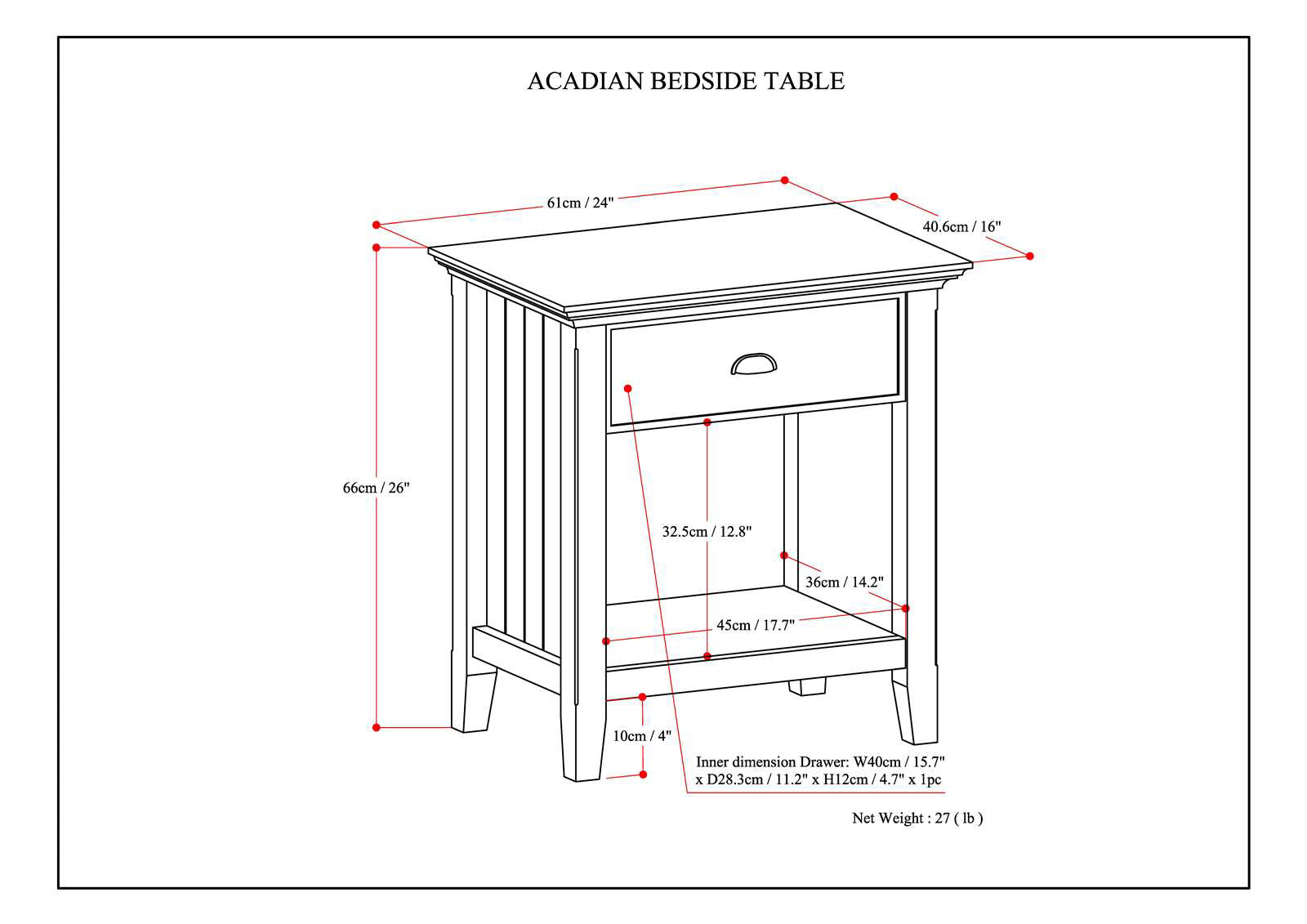 Acadian - Bedside Table - Rustic Natural Aged Brown