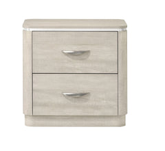 Contemporary Style 1pc Nightstand English Dovetail Drawers Stainless Steel Finger Pull Curved Edges Duty Gray Finish Bedroom Furniture