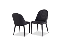 Contemporary Style 2pc Side Chair Leatherette Upholstered Top stitched Arch Design Black Finish Dining Room