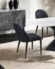 Contemporary Style 2pc Side Chair Leatherette Upholstered Top stitched Arch Design Black Finish Dining Room
