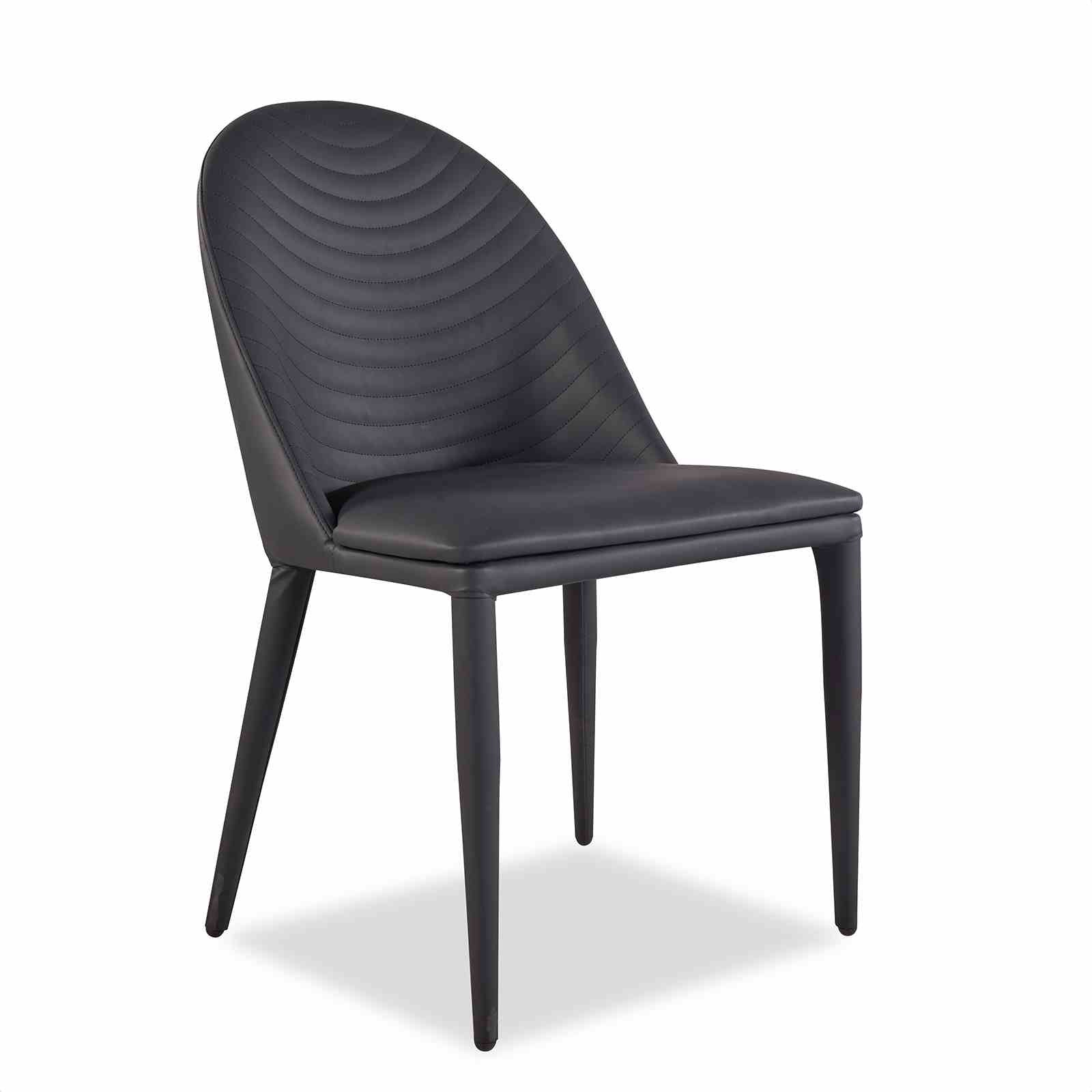 Contemporary Style 2pc Side Chair Leatherette Upholstered Top stitched Arch Design Black Finish Dining Room