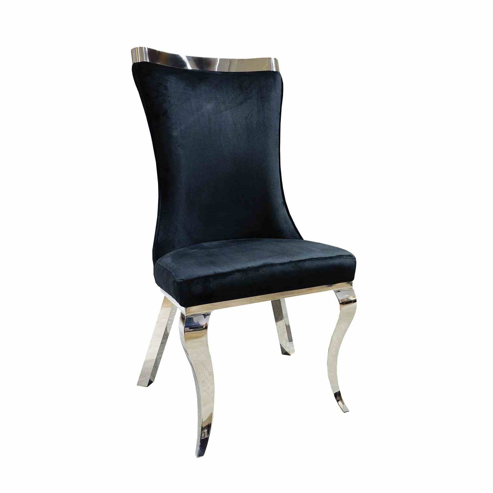 Glam Style 2pc Side Chair Black Finish Silver Legs Tiger Printed Upholstered Seat Dining Room