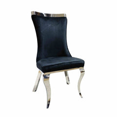 Glam Style 2pc Side Chair Black Finish Silver Legs Tiger Printed Upholstered Seat Dining Room