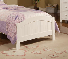 White Color Full Size Bed Youth Bedroom Furniture Vertical Lines Carved Headboard 1pc Bedframe Modern