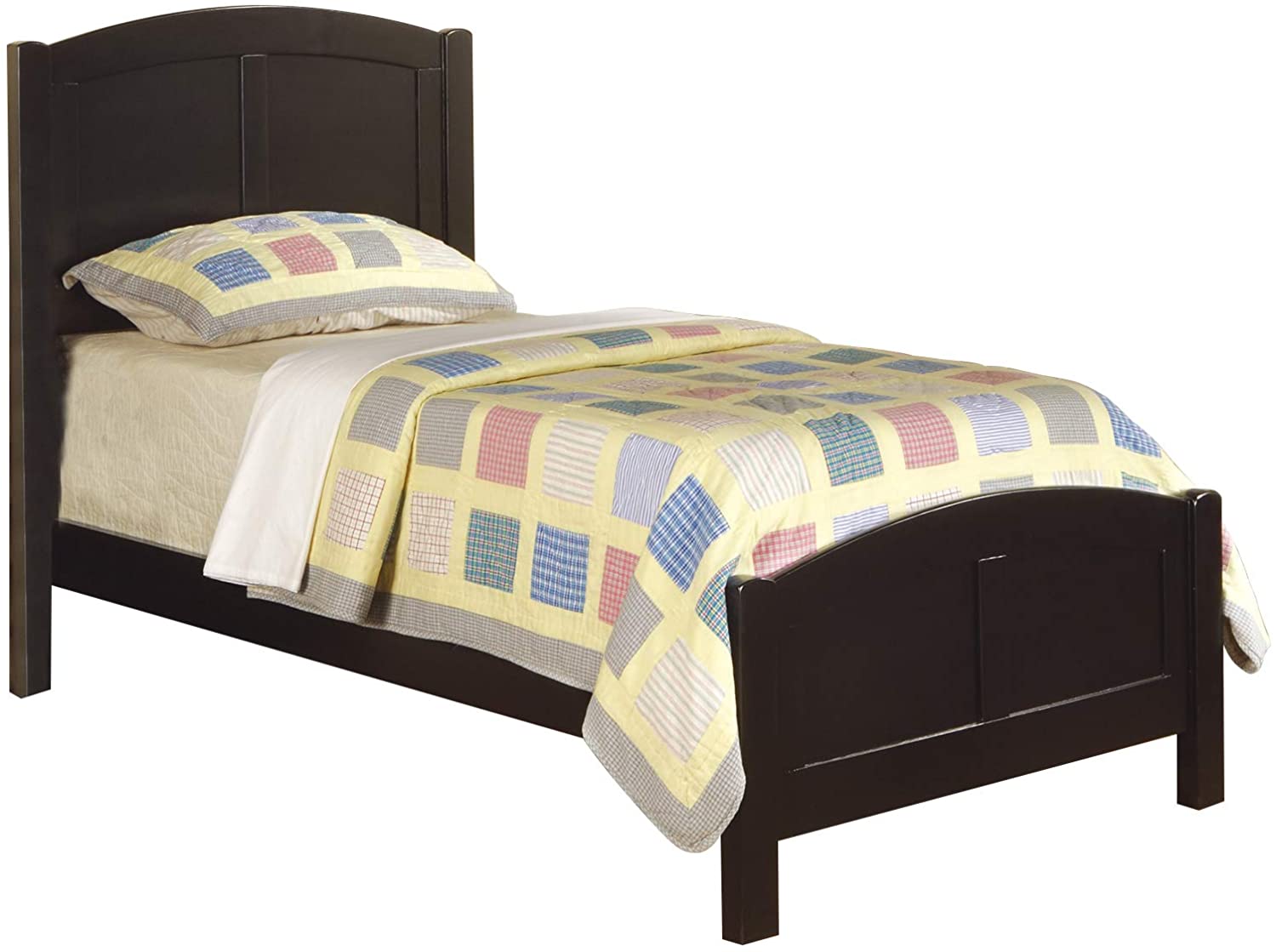 Black Color 1pc Full Size Bed Youth Bedroom Furniture Unique Arch Design Headboard Footboard Rubberwood
