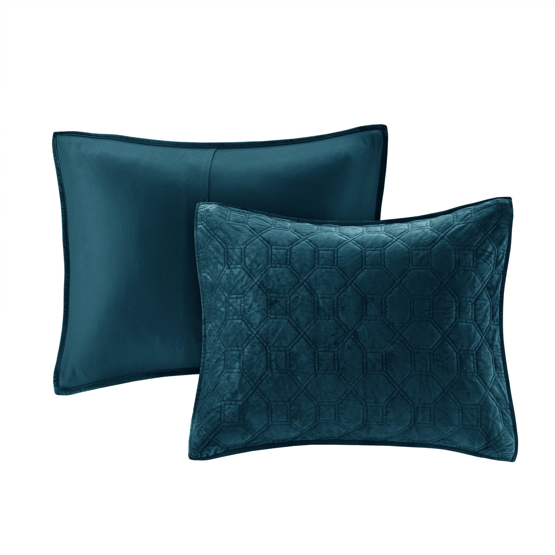 3 Piece Velvet Quilt Set Teal Full/Queen