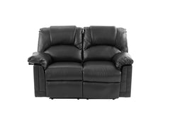 Modern 2pc Living Room Set 1x Loveseat 1x Recliner Cushion Backrest Pillow Armrest Black Finish Primary Living Room Furniture