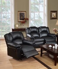 Modern 2pc Living Room Set 1x Loveseat 1x Recliner Cushion Backrest Pillow Armrest Black Finish Primary Living Room Furniture