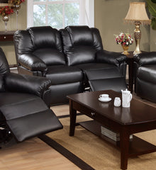 Modern 2pc Living Room Set 1x Loveseat 1x Recliner Cushion Backrest Pillow Armrest Black Finish Primary Living Room Furniture