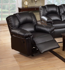 Modern 2pc Living Room Set 1x Sofa 1x Recliner Black Finish Cushion Backrest Pillow Armrest Primary Living Room Furniture