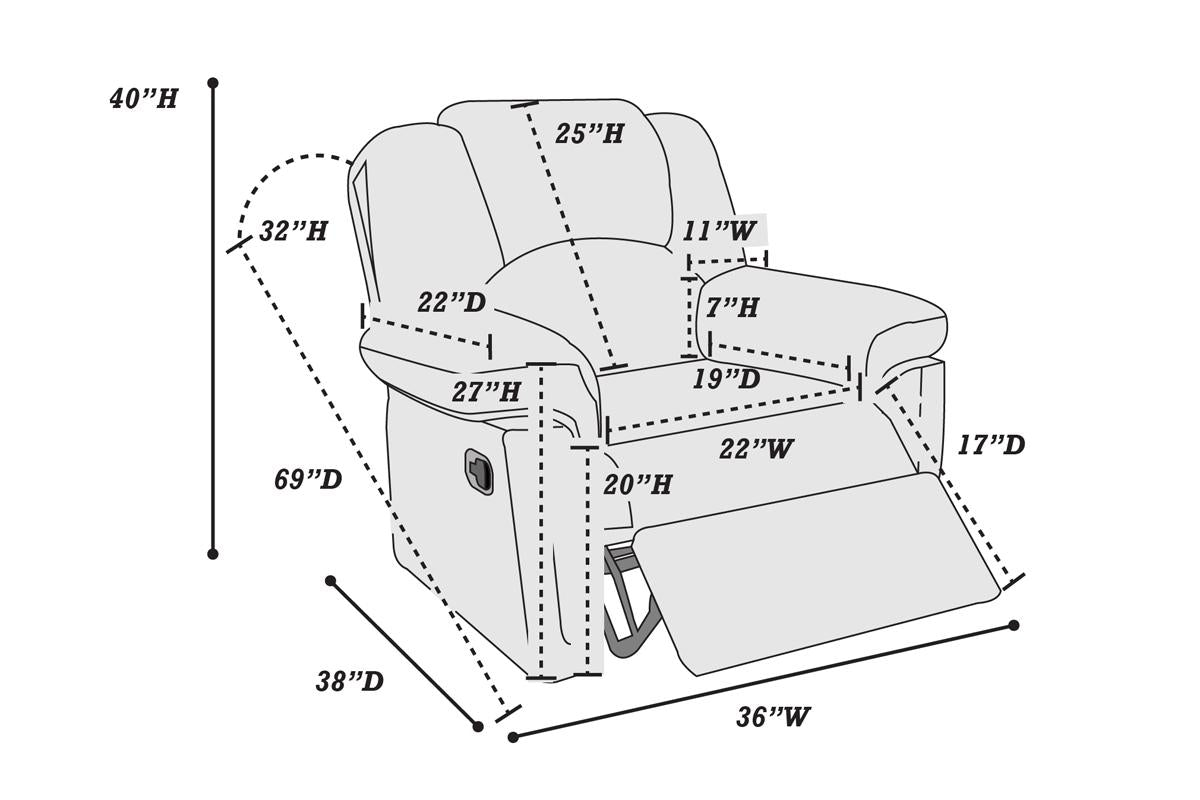 Motion Recliner Chair 1pc Glider Couch Living Room Furniture Black Bonded Leather