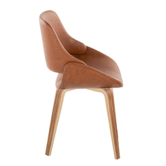 Fabrico Mid-Century Modern Accent/Dining Chair in Zebra Wood and Camel Faux Leather by LumiSource - Set of 2