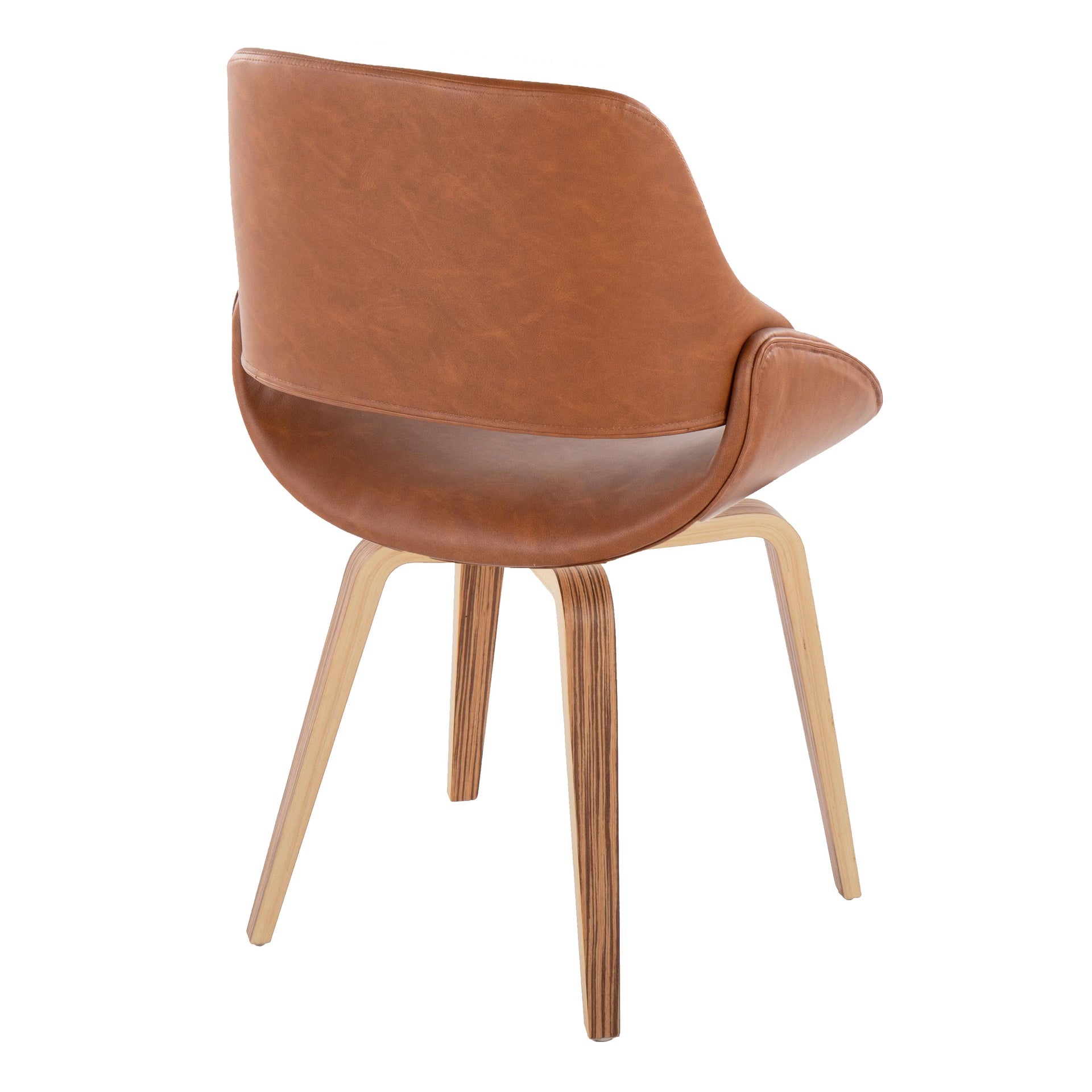 Fabrico Mid-Century Modern Accent/Dining Chair in Zebra Wood and Camel Faux Leather by LumiSource - Set of 2
