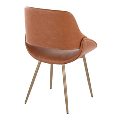 Fabrico Contemporary Accent Chair in Antique Copper Metal and Camel Faux Leather by LumiSource - Set of 2