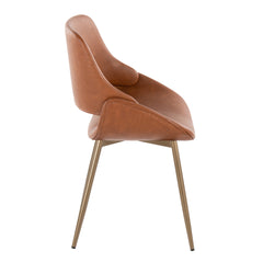 Fabrico Contemporary Accent Chair in Antique Copper Metal and Camel Faux Leather by LumiSource - Set of 2