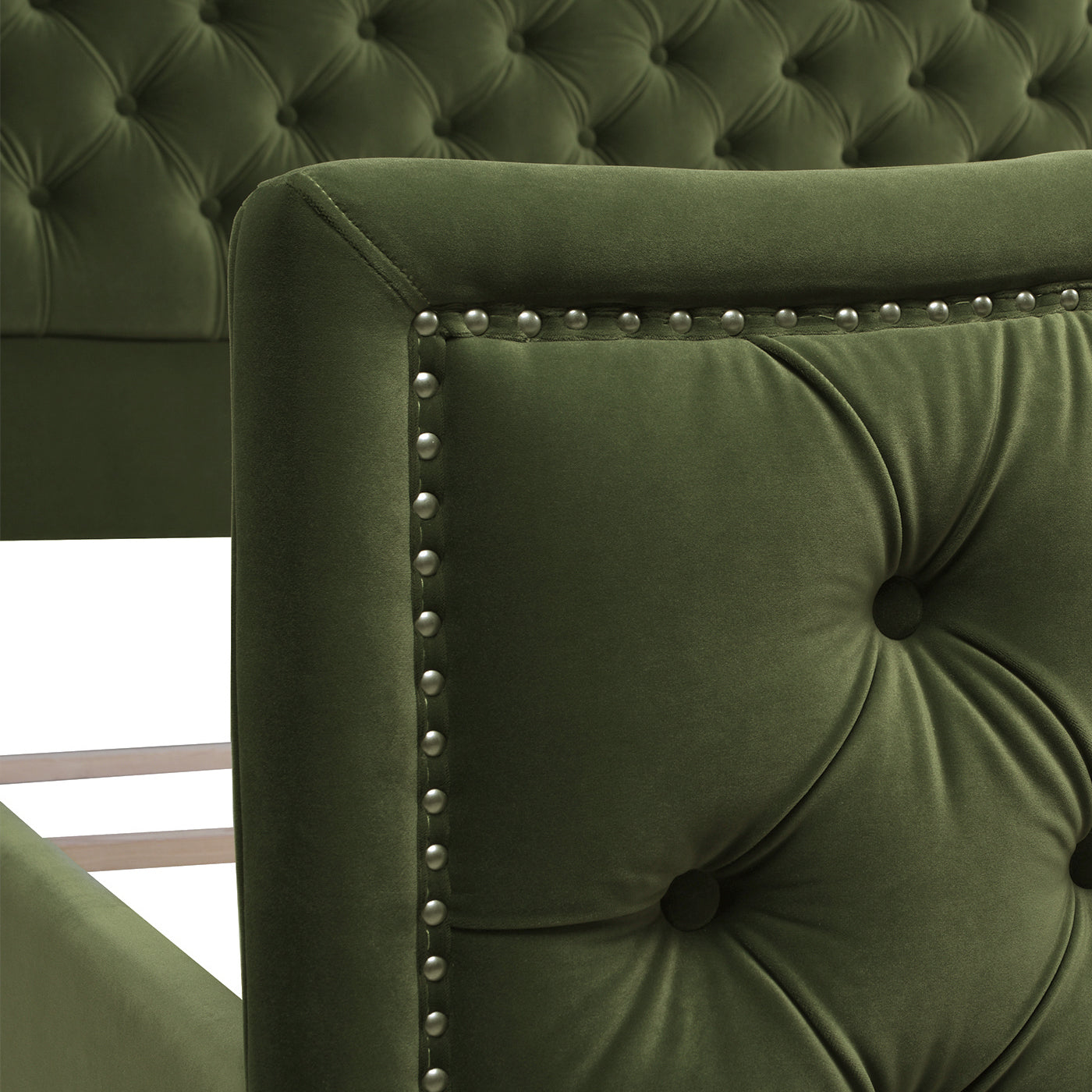 Marcella Upholstered Shelter Headboard Bed Set, King, Olive Green Performance Velvet