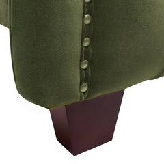 Marcella Upholstered Shelter Headboard Bed Set, King, Olive Green Performance Velvet
