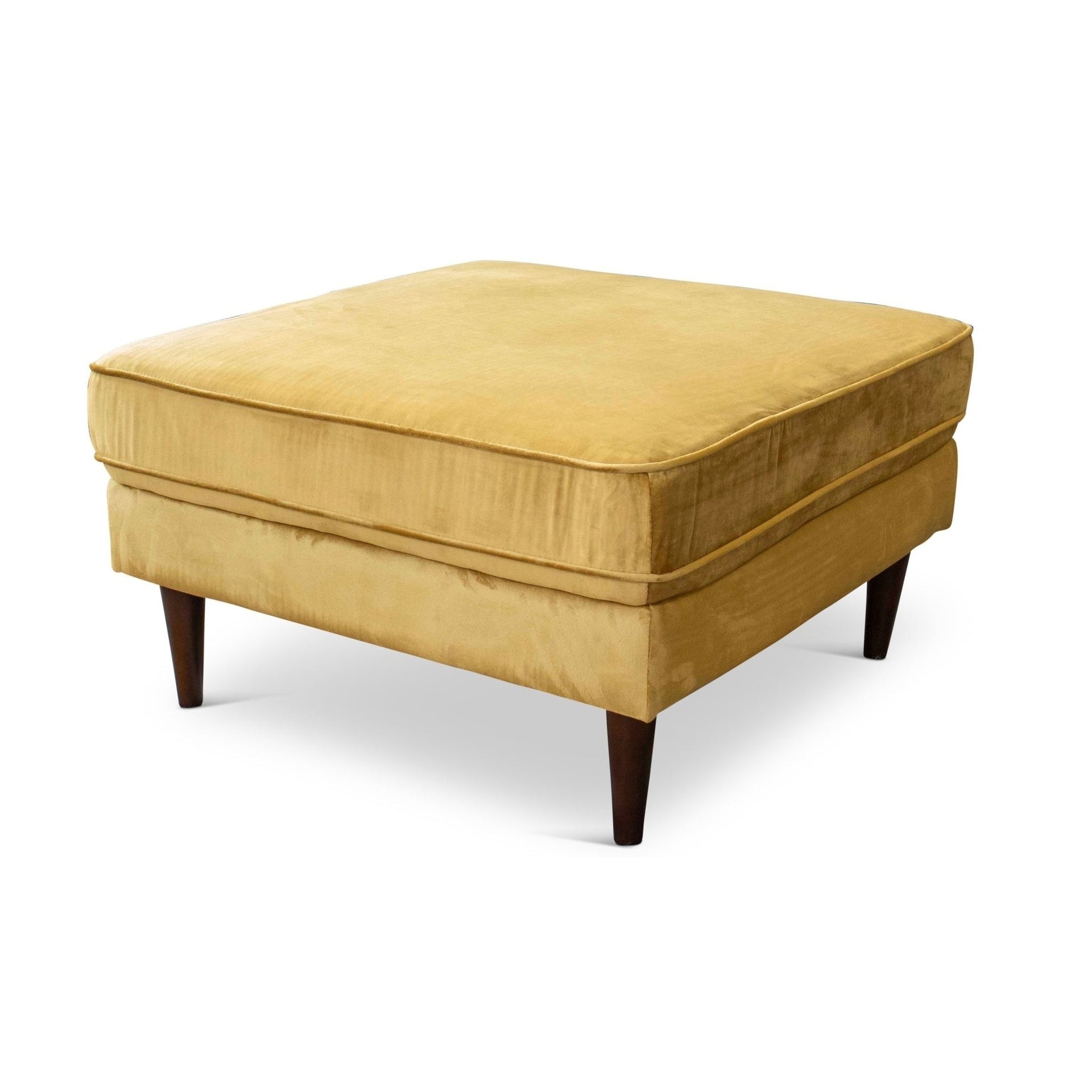 Amber  Square Upholstered Ottoman (Yellow Velvet)