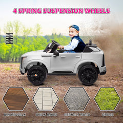 Qaba 2-Seater Ride on Truck, 12V 10AH Cadillac Escalade IQ 2025 Licensed Kids Electric Car with Remote Control, 4 Spring Suspension Wheels, LED Lights, Music Horn, White