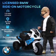 Aosom 6V Kids Motorcycle Licensed BMW, Toddler Motorcycle with Headlight, Music, 3 Wheeled Electric Motorcycle for Kids, Gift for Boys & Girls, Blue