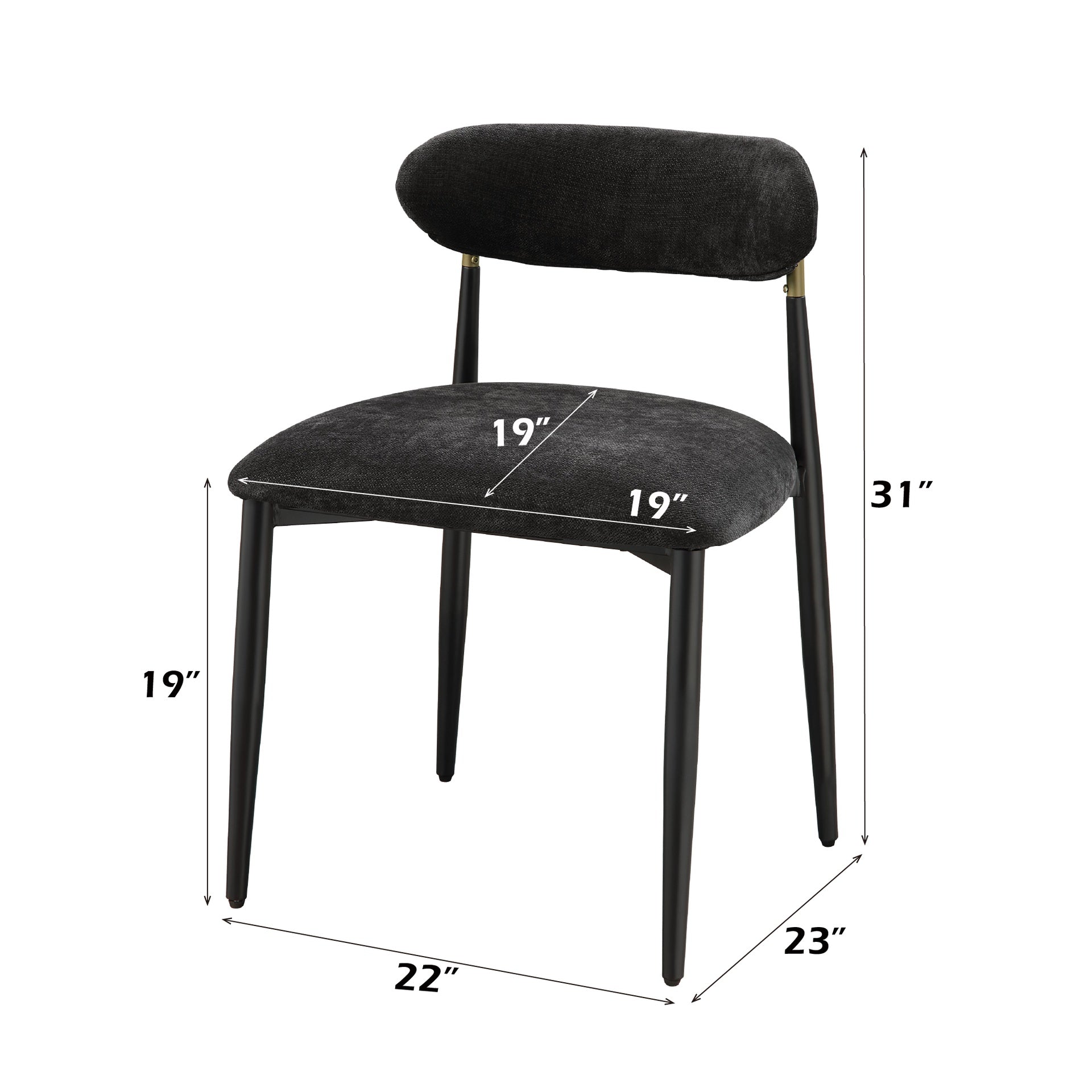 Jaramillo Black Fabric & Black Finish Side Chair (Set of 2)