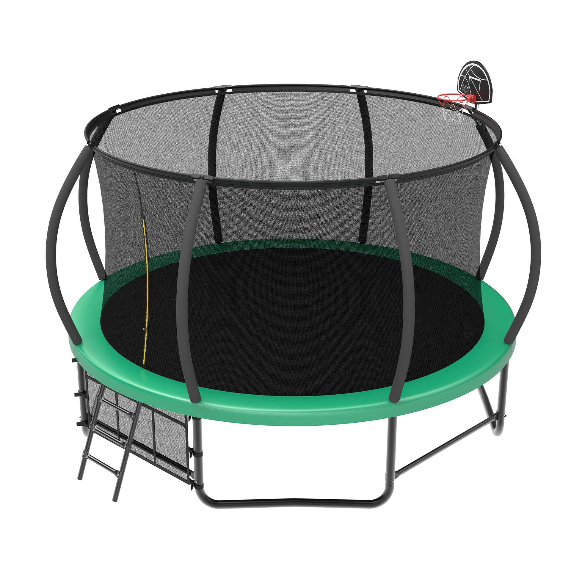 14FT Trampoline with Enclosure - Recreational Trampolines with Ladder and AntiRust Coating, ASTM Approval Outdoor Trampoline for Kids