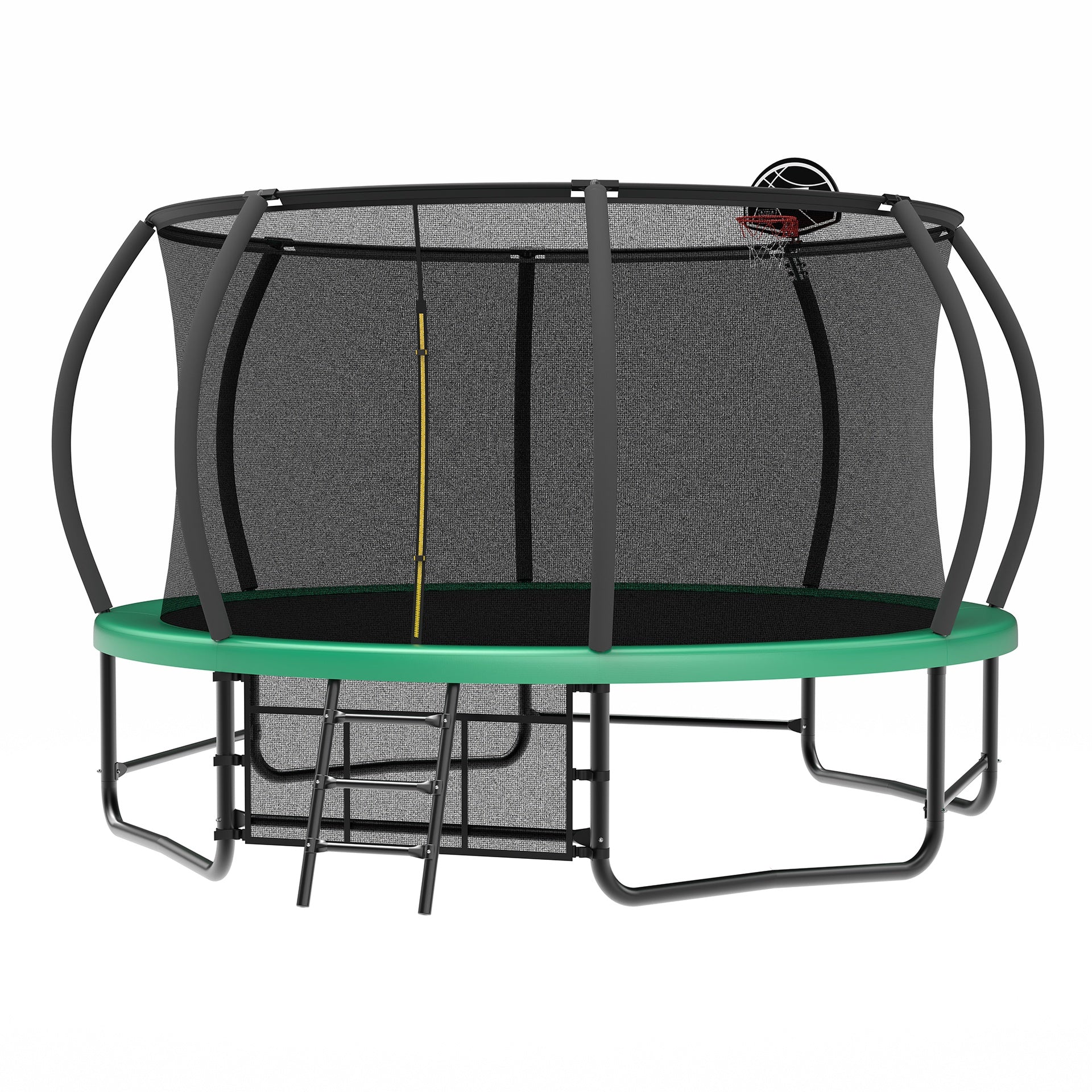 14FT Trampoline with Enclosure - Recreational Trampolines with Ladder and AntiRust Coating, ASTM Approval Outdoor Trampoline for Kids