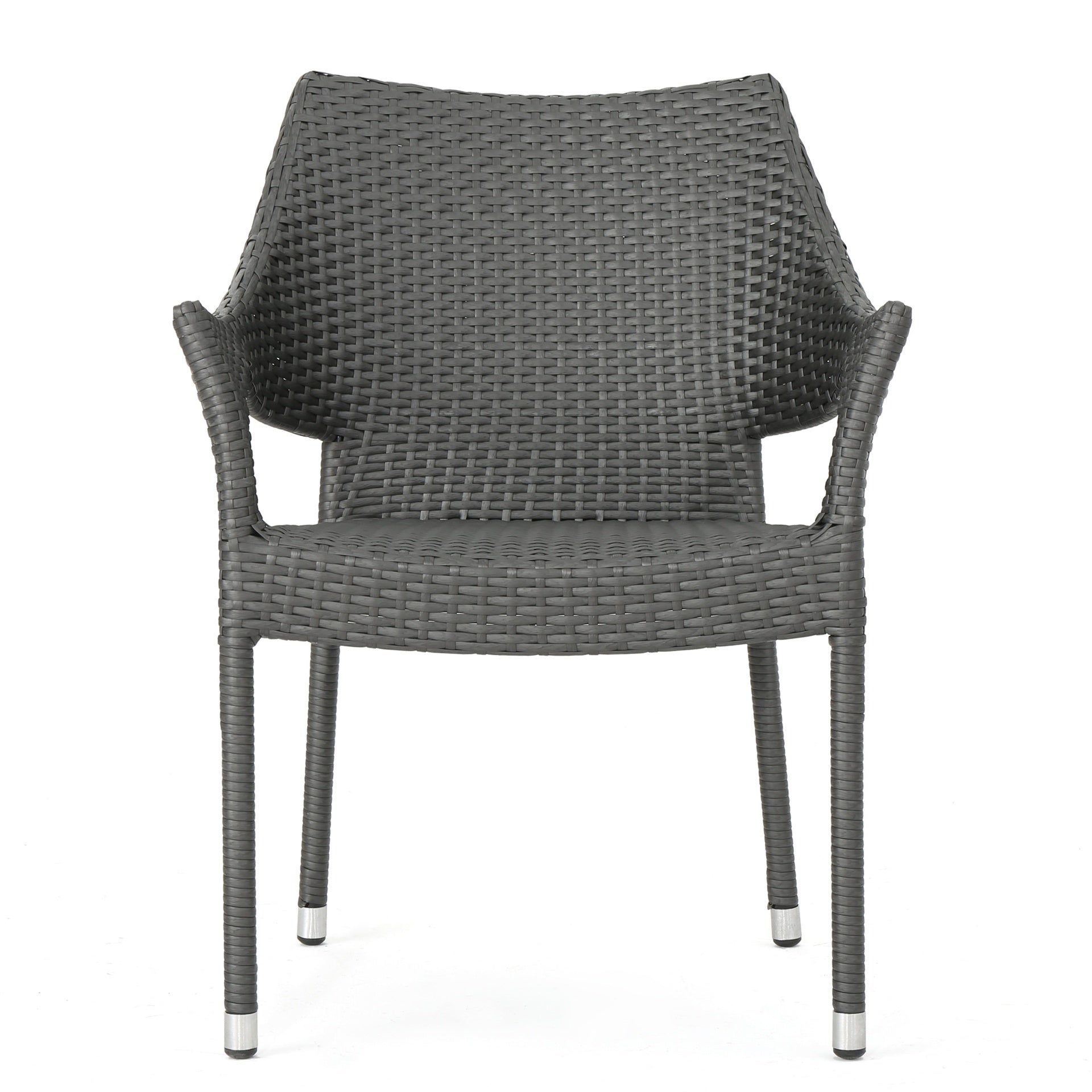 MIRAGE GREY PE WICKER STACKING ARMCHAIR,4PCS