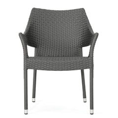 MIRAGE GREY PE WICKER STACKING ARMCHAIR,4PCS